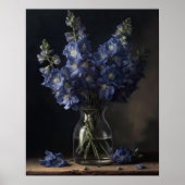 Blue Delphinium Bloemen Art Print Poster (Voorkant)