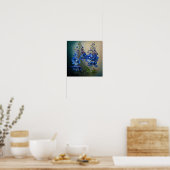 Blue Delphinium Bloemen Art Print Poster (Keuken)