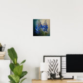 Blue Delphinium Bloemen Art Print Poster (Thuiskantoor)