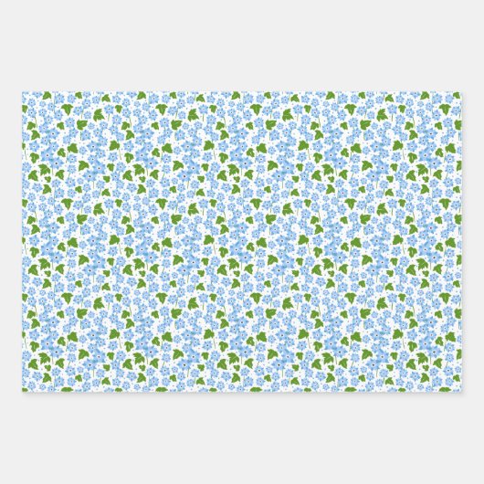 Blue Delphinium Bloemen gecoördineerd Inpakpapier Vel (Voorkant)