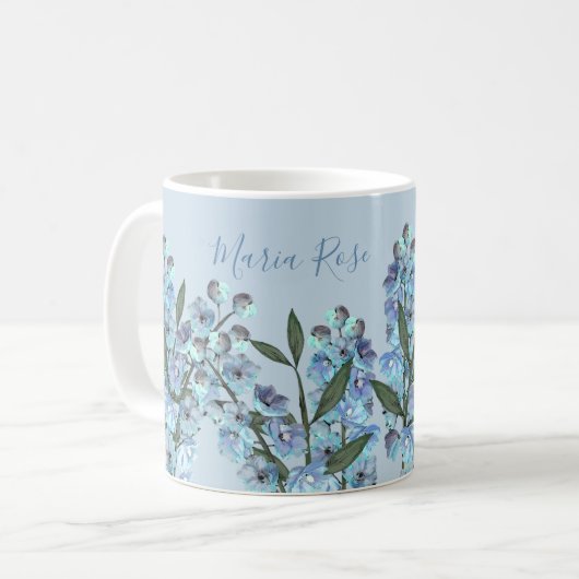 Blue Delphinium Coffee Mok (Voorkant links)