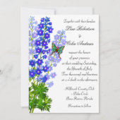 Blue Delphinium Flowers Wedding Invitation Kaart (Voorkant)