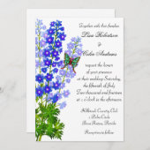 Blue Delphinium Flowers Wedding Invitation Kaart (Voorkant / Achterkant)