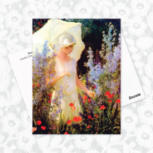 Blue Delphiniums Parasol Charles Courtney Curran Briefkaart