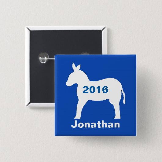Blue Democratic Donkey 2016 Election Name Badge Vierkante Button 5,1 Cm (Voorkant /achterkant)