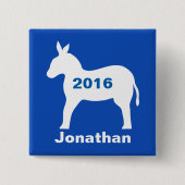 Blue Democratic Donkey 2016 Election Name Badge Vierkante Button 5,1 Cm (Voorkant)