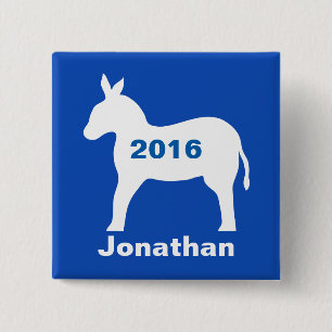 Blue Democratic Donkey 2016 Election Name Badge Vierkante Button 5,1 Cm