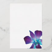 Blue Dendrobium Orchid Gold Wedding Invitation Folie Uitnodiging (Achterkant)