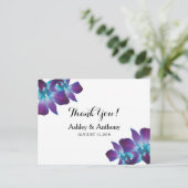 Blue Dendrobium Orchid Wedding Dank je wel Briefkaart (Staand voorkant)
