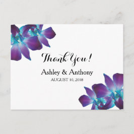 Blue Dendrobium Orchid Wedding Dank je wel Briefkaart
