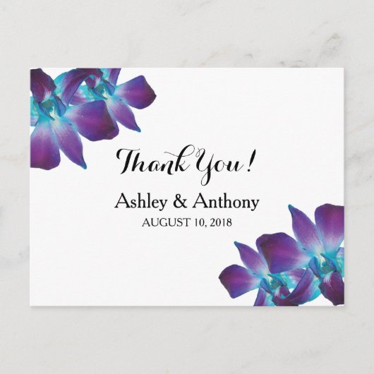 Blue Dendrobium Orchid Wedding Dank je wel Briefkaart (Voorkant)