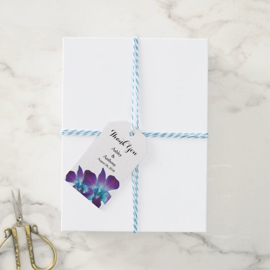 Blue Dendrobium Orchid Wedding Dank je wel Cadeaulabel (Met Touw)