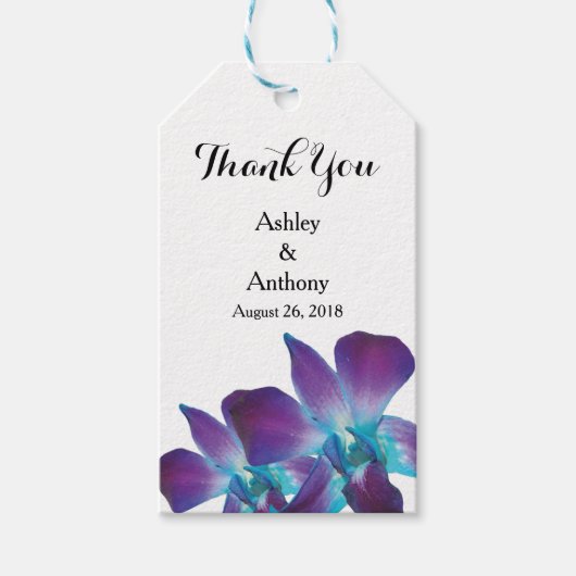 Blue Dendrobium Orchid Wedding Dank je wel Cadeaulabel (Voorkant)