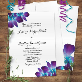 Blue Dendrobium Orchid Wedding Invitation Kaart