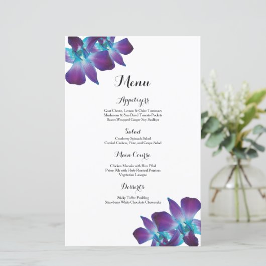 Blue Dendrobium Orchid Wedding Menu (Staand voorkant)