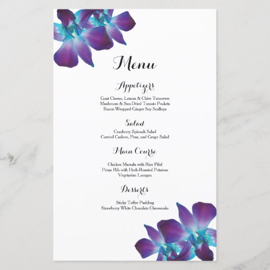 Blue Dendrobium Orchid Wedding Menu (Voorkant)