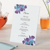 Blue Dendrobium Orchid Wedding Menu Reclamebord Met Voetstuk (Insitu)