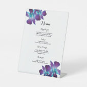 Blue Dendrobium Orchid Wedding Menu Reclamebord Met Voetstuk (Voorkant)