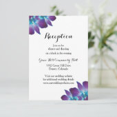 Blue Dendrobium Orchid Wedding Reception Kaart (Staand voorkant)