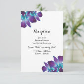 Blue Dendrobium Orchid Wedding Reception Kaart (Staand voorkant)