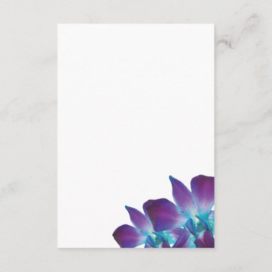 Blue Dendrobium Orchid Wedding Reception Kaart (Achterkant)
