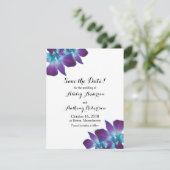Blue Dendrobium Orchid Wedding Save the Date (Staand voorkant)