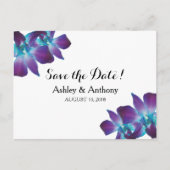 Blue Dendrobium Orchid Wedding Save the Date Aankondigingskaart (Voorkant)