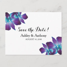 Blue Dendrobium Orchid Wedding Save the Date Aankondigingskaart