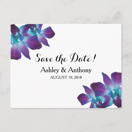Blue Dendrobium Orchid Wedding Save the Date Aankondigingskaart (Voorkant)