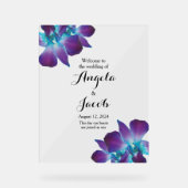 Blue Dendrobium Orchid Wedding Welcome Acryl Bord (Voorkant)