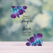 Blue Dendrobium Orchid Wedding Welcome Acryl Bord (Neutraal)