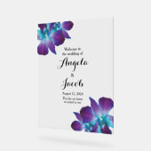 Blue Dendrobium Orchid Wedding Welcome Acryl Bord (Hoek)