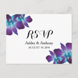 Blue Dendrobium Orchidee bruiloft RSVP Briefkaart