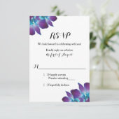 Blue Dendrobium Orchidee bruiloft RSVP Kaart (Staand voorkant)