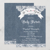 Blue Denim and Lace Baby shower Kaart (Voorkant / Achterkant)