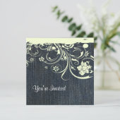 Blue Denim and Lace Birthday Invitation Kaart (Staand voorkant)