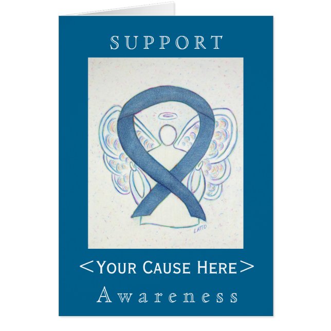 Blue Denim Awareness Ribbon Angel Gepersonaliseerd (Voorkant)