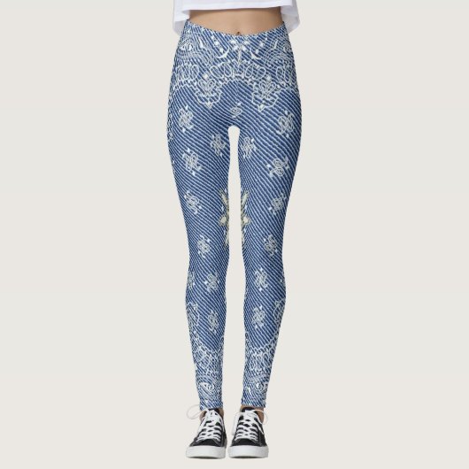 Blue Denim Bandana Leggings (Voorkant)