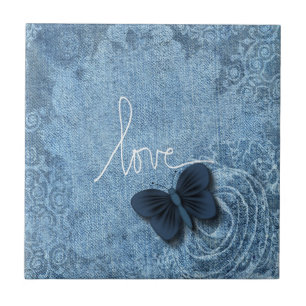 Blue Denim Butterfly Love of Natuur Tegeltje