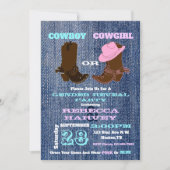 Blue Denim Cowboy of Cowgirl Genderonthullingsfees Kaart (Voorkant)