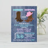 Blue Denim Cowboy of Cowgirl Genderonthullingsfees Kaart (Staand voorkant)