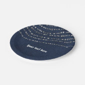 Blue Denim & Diamonds Bling Birthday Party Papieren Bordje (Gekanteld)