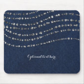 Blue Denim & Diamonds Faux Sparkle Bling Chic Muismat (Voorkant)