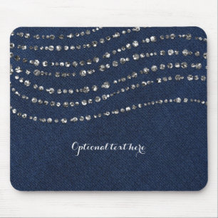 Blue Denim & Diamonds Faux Sparkle Bling Chic Muismat