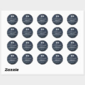 Blue Denim Diamonds Glitter Rhinestones Big Bedank Ronde Sticker (Vel)