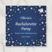 Blue Denim Diamonds Parels Bachelorette Party Bedankjes Labels (Achterkant)