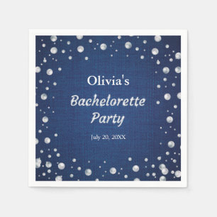 Blue Denim Diamonds Parels Bachelorette Party Servet
