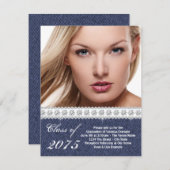 Blue Denim en Diamond Afstuderen aangekondigd Kaart (Voorkant / Achterkant)