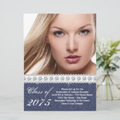 Blue Denim en Diamond Afstuderen aangekondigd Kaart (Staand voorkant)