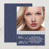Blue Denim en Diamond Afstuderen aangekondigd Kaart (Voorkant / Achterkant)